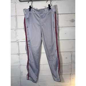 Nike boys baseball pants Large 14/16 Grey Red Stripe